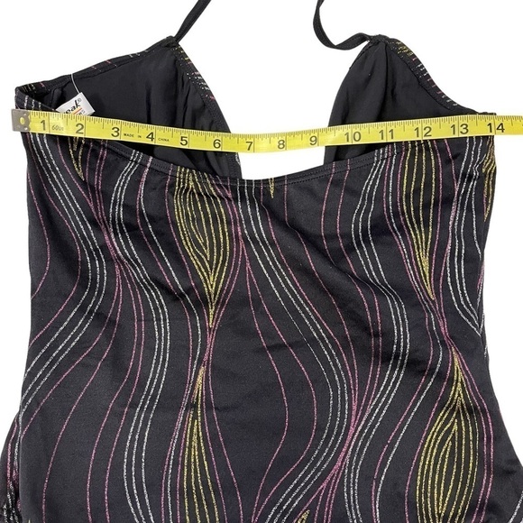 VINTAGE Black One Piece Swimsuit NWT 16 Glitter Cutouts Newport News - Picture 5 of 9